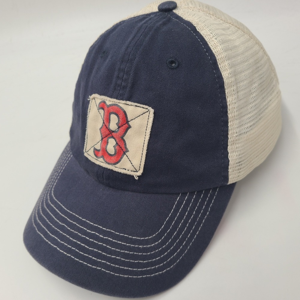 Boston Red Sox Hat Fitted L-XL Mesh Twins Enterprise Franchise Perfect Fit Blue